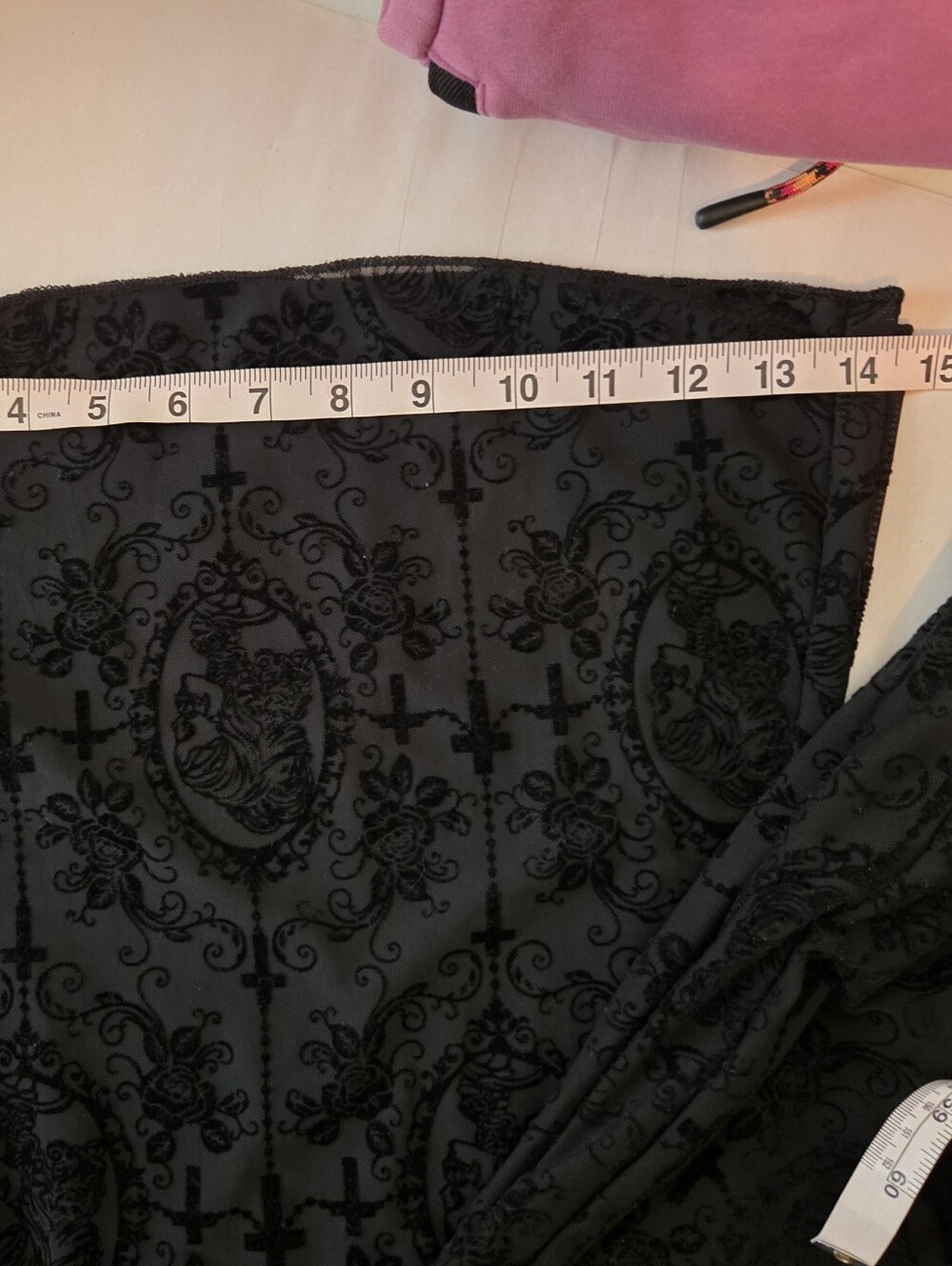 Black Gothic Velvet Burnout Leggings No Size - Picture 3 of 8